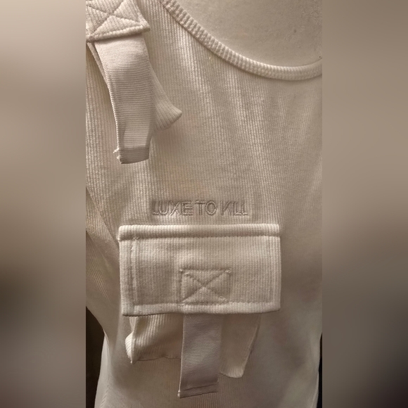 New White Ribbed Sleeveless Dress - Picture 5 of 5